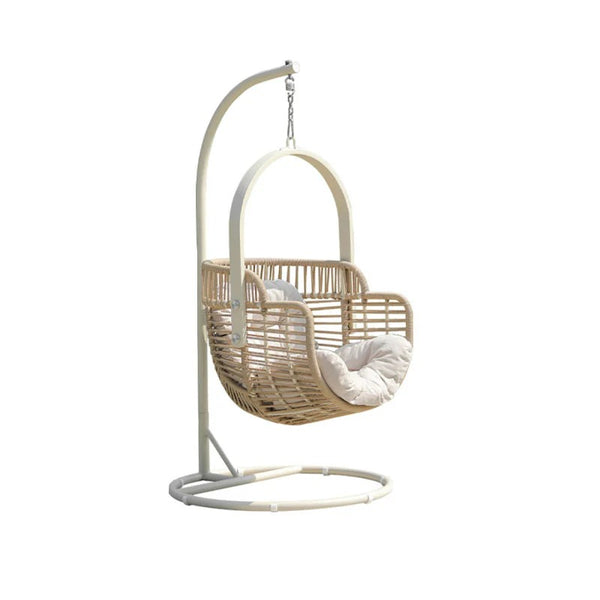 Galilea Rattan Garden Hanging Egg Chair with Stand – Indoor & Outdoor Swing Chair with Metal Frame, Woven Rope Design, Comfortable Garden Lounger for Patio, Balcony & Conservatory Seating - My Store