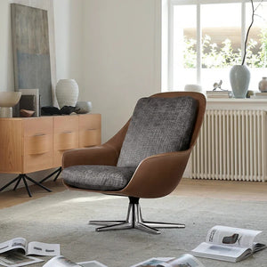 Herton Modern Swivel Lounge Chair with Ottoman Set – Velvet Upholstered Armchair with High-Density Foam Cushion & Painted Steel Base – Contemporary Living Room Accent Seating - My Store