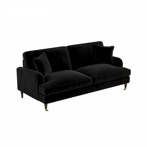 Ismail Velvet Two Seater Sofa Loveseat – Modern Compact Couch with Solid Wood Frame, Soft Upholstery Living Room Furniture (Claret, Teal, Black) - My Store