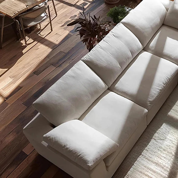 Farid Modular Sofa – Contemporary White Linen 2 Seater / 3 Seater Sectional Sofa with Modular Design, Modern Living Room Couch - My Store