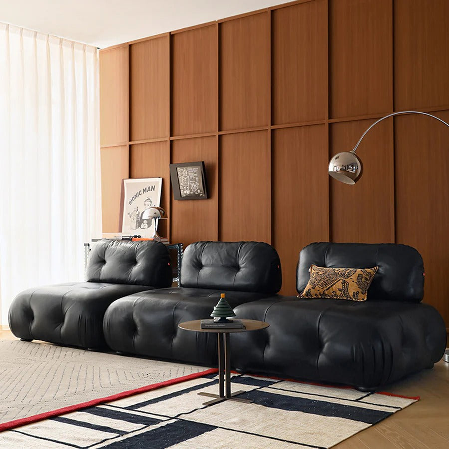 Timmons 3 Seater PU Leather Sofa – Modern Contemporary Couch with Durable Upholstery, Comfortable Living Room Seating in Brown or Black - My Store