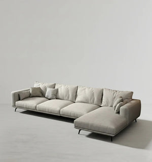 NR23 3-Seater Corner Sofa (260 cm)– Leathaire L-Shape Sectional Couch, Modern Contemporary Sofa Set with Soft Upholstery – Greige (Made-to-Order Colours Available) - My Store