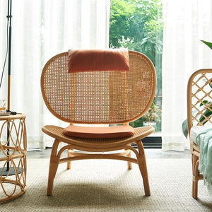 Angelina Rattan Armchair – Contemporary Wooden Frame Lounge Chair with Handwoven Rattan Design for Living Room, Bedroom & Lounge Seating - My Store