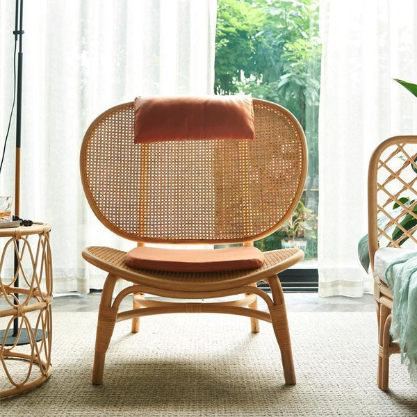 Angelina Rattan Armchair – Contemporary Wooden Frame Lounge Chair with Handwoven Rattan Design for Living Room, Bedroom & Lounge Seating - My Store