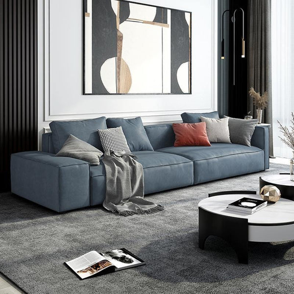 Aula 3 Seater Modular Sofa – Modern Leathaire Upholstered Couch, Contemporary Living Room Sofa with Metal Legs, Comfortable 3-Seater Seating in Green, Black, White & Blue