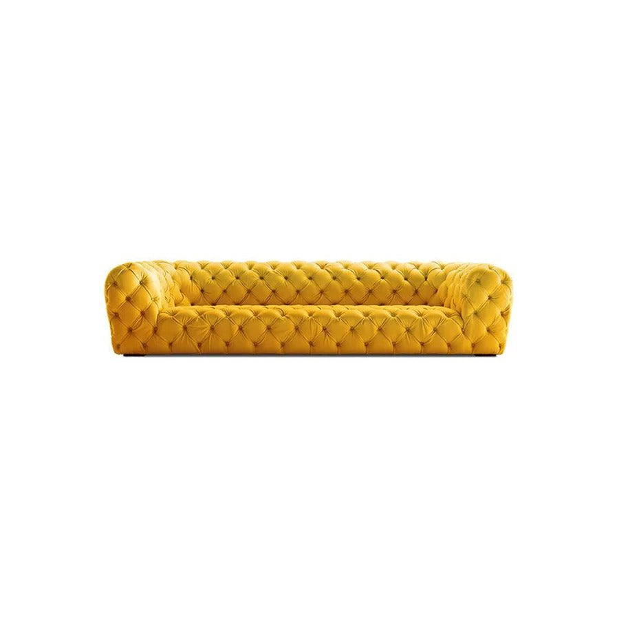 ClassicCharm Velvet Three Seater Sofa – Modern Contemporary Upholstered Couch with Sturdy Legs, Comfortable Living Room Seating in Green, Yellow or White - My Store