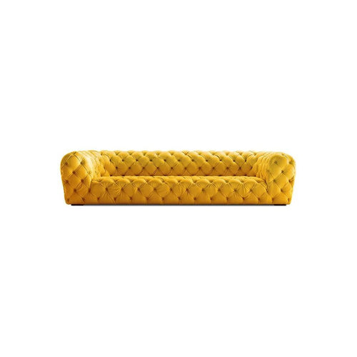 ClassicCharm Velvet Three Seater Sofa – Modern Contemporary Upholstered Couch with Sturdy Legs, Comfortable Living Room Seating in Green, Yellow or White - My Store