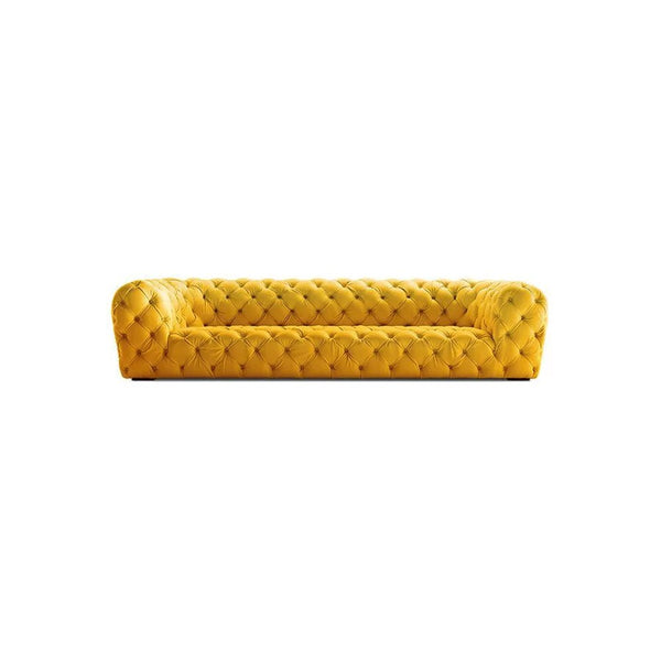 ClassicCharm Velvet Four Seater Sofa – Spacious Modern Contemporary Upholstered Couch with Durable Frame, Comfortable Living Room Seating in Green, Yellow or White - My Store