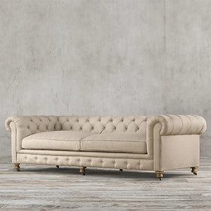 ChicComfort Velvet Two Seater Sofa – Modern Upholstered Chesterfield Style Couch with Wooden Frame, Contemporary Living Room Seating, Off White / Grey - My Store