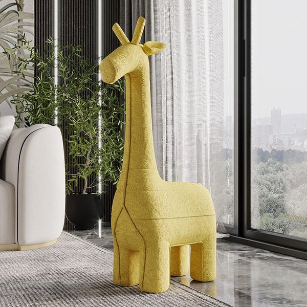 Giraffe Design Kids Chair – Yellow Fabric Linen Cotton Toddler Armchair, Soft Contemporary Animal Theme Seating for Children, Lightweight & Durable Nursery/Kids Room Furniture - My Store