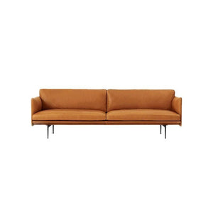 Muuto Outline Style 2-Seater Armchair – Premium Leather Upholstery, Painted Steel Legs, Contemporary Modern Sofa in Brown or Black - My Store