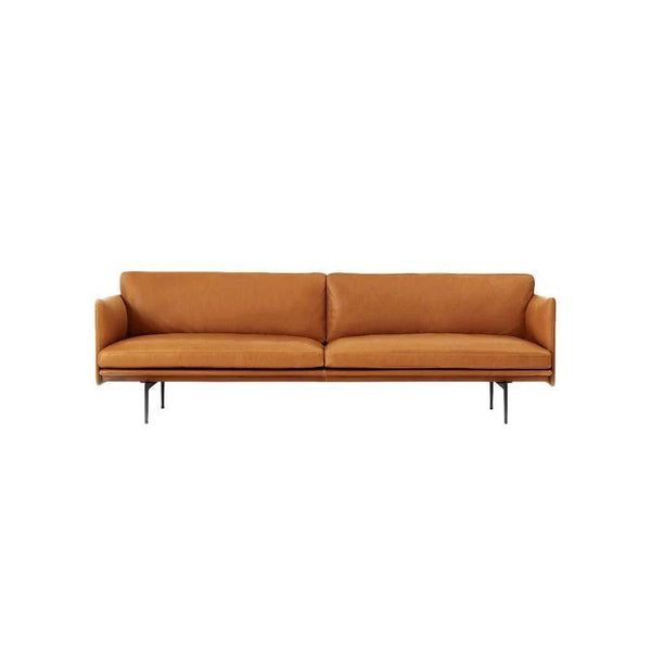 Muuto Outline Style 2-Seater Armchair – Premium Leather Upholstery, Painted Steel Legs, Contemporary Modern Sofa in Brown or Black - My Store
