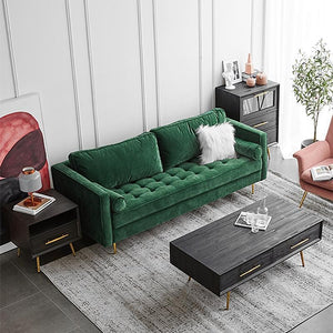 Hanoi Velvet Two Seater Sofa – Modern Contemporary 2-Seater Couch with Painted Steel Legs, Comfortable Upholstered Living Room Sofa (Grey, Blue, Green, Yellow) - My Store