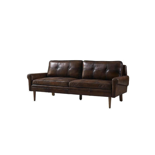 Hemenway 2 Seater Sofa – Full Grain Leather Upholstered Modern Loveseat with Wooden Frame, Contemporary Living Room Sofa, Brown or Black - My Store
