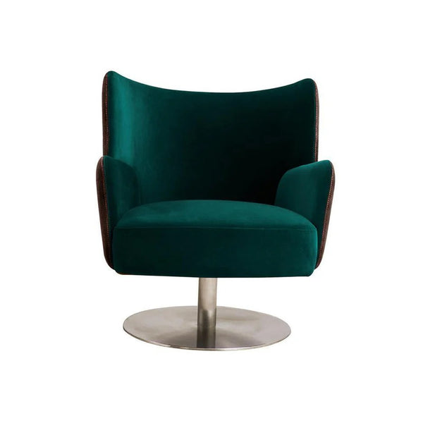 Jovanny Velvet Armchair – Contemporary Accent Chair with Stainless Steel Frame & High-Density Foam Cushioning, Modern Luxury Single Seater Lounge Chair for Living Room, Bedroom & Office – Dark Green / Caramel - My Store