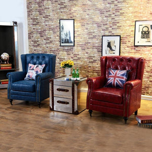 Mid-Century L9 Armchair – Loft Style Accent Lounge Chair with Solid Wood Frame, Premium Leather Upholstery, Modern Living Room Seating (Green, Brown, Blue, Red, Yellow) - My Store