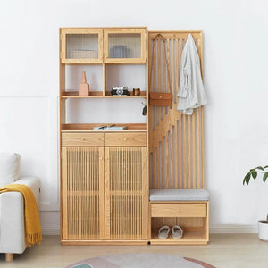 Nidda Oak Shoe Storage Bench – Contemporary Wooden Entryway Shoe Rack with Seating, Modern Hallway Organizer Bench, Oak Finish Furniture Storage Unit - My Store