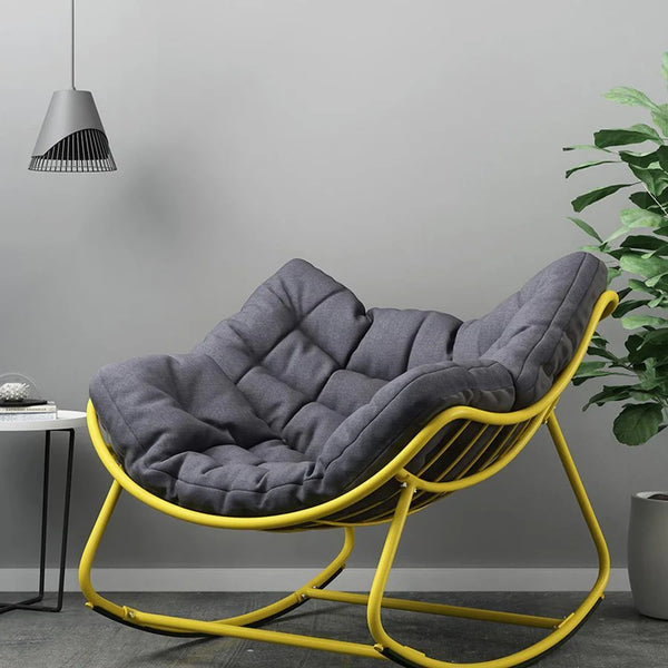 Seattle Metal Rocking Chair – Indoor & Outdoor Garden Rocker Chair, Contemporary Patio Lounge Seating (Green, Black, Yellow) - My Store