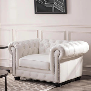 The Chesterfield Armchair – Classic Real Leather Style Sofa Chair with Wooden Frame, Modern Contemporary Accent Seating for Living Room, Office & Lounge - My Store