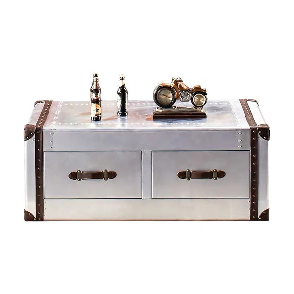 BX36 Aviator Coffee Table – Industrial Silver Metal & Painted Steel Contemporary Living Room Centre Table