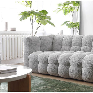 Zobah Grey Boucle Two Seater Sofa – Modern Contemporary Upholstered Loveseat with Soft Textured Fabric, Comfortable Seating for Living Room - My Store