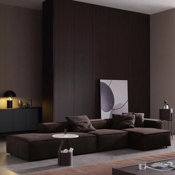 Hee Nordic Suede Sofa – Modern Two & Three Seater & Corner Sofa Set, Contemporary Living Room Couch with High-Density Sponge Cushioning, Brown Finish, Minimalist Design - My Store