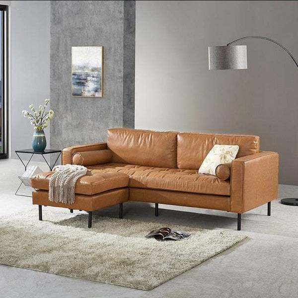 Minimalism Real Leather Sofa – 2 Seater / 3 Seater / Corner Sofa Set, High-Density Foam Cushioning, Modern Luxury Living Room Couch (Black Leather Finish) - My Store