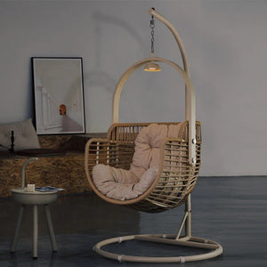 Galilea Rattan Garden Hanging Egg Chair with Stand – Indoor & Outdoor Swing Chair with Metal Frame, Woven Rope Design, Comfortable Garden Lounger for Patio, Balcony & Conservatory Seating - My Store