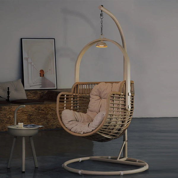 Galilea Rattan Garden Hanging Egg Chair with Stand – Indoor & Outdoor Swing Chair with Metal Frame, Woven Rope Design, Comfortable Garden Lounger for Patio, Balcony & Conservatory Seating - My Store