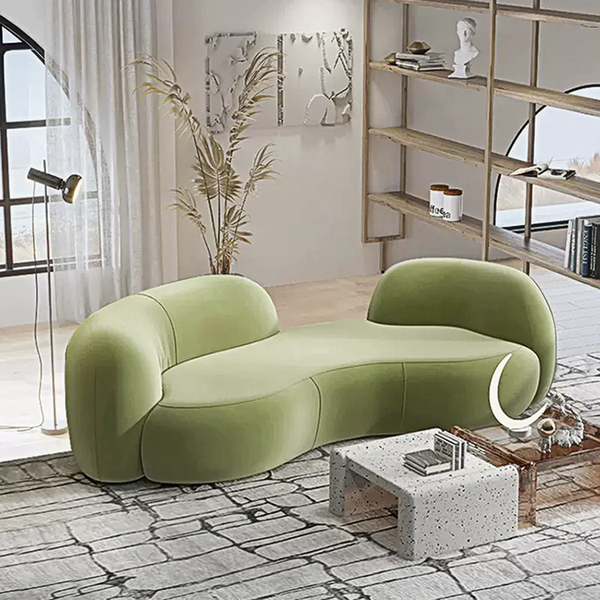 Elara Modern Curved 2 Seater Bouclé Sofa – Contemporary Upholstered Lounge Couch, Soft Plush Seating, Elegant Curved Design Sofa for Living Room & Office - My Store