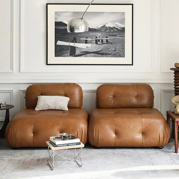 Timmons 2 Seater PU Leather Sofa – Contemporary Modern Loveseat Couch with Durable Upholstery for Living Room, Brown or Black - My Store