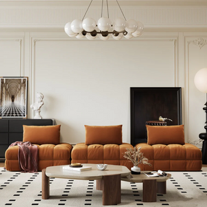 Paloma French 300cm Modular Velvet Sofa | Luxury Three-Seater Bubble Design Couch | Contemporary Deep Seating Sofa for Living Room