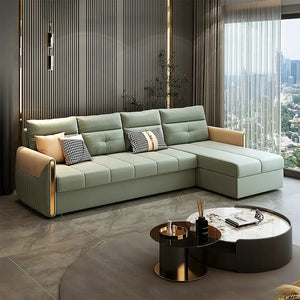 Malhotra L Shape Sofa Bed, Corner Sofa Bed with Pull-Out Sleeping Function, Leathaire Upholstered Modular Lounge Bed Sofa for Living Room – Available in Multiple Sizes & Colours