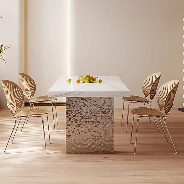 Madison White Sintered Stone Dining Table with Acrylic Base – Modern Luxury Dining Table Centrepiece