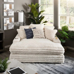 Echeverría Corduroy Bean Bag Sofa – Convertible Day Bed Chaise & Armchair, Modern Plush Lounge Seating for Living Room & Bedroom, Light Grey - My Store