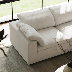 Farid Modular Sofa – Contemporary White Linen 2 Seater / 3 Seater Sectional Sofa with Modular Design, Modern Living Room Couch - My Store