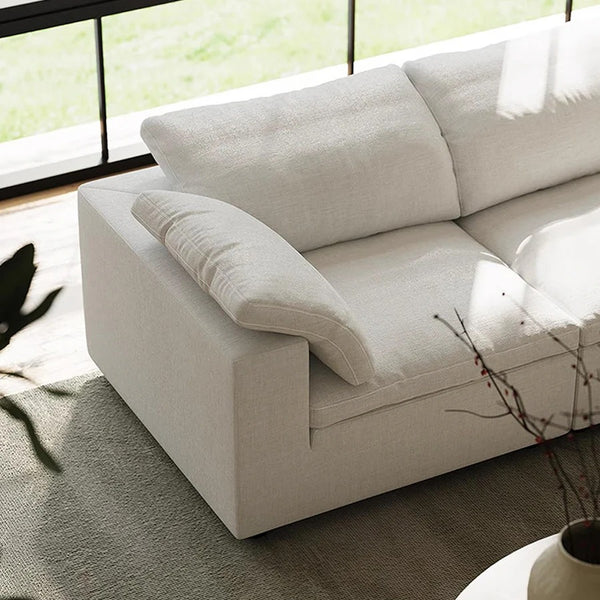 Farid Modular Sofa – Contemporary White Linen 2 Seater / 3 Seater Sectional Sofa with Modular Design, Modern Living Room Couch - My Store