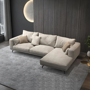 NR23 3-Seater Corner Sofa (260 cm)– Leathaire L-Shape Sectional Couch, Modern Contemporary Sofa Set with Soft Upholstery – Greige (Made-to-Order Colours Available) - My Store