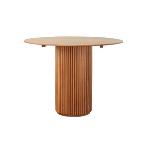 Cane Round Dining Table in Oak Finish – Modern Ash Wood Dining Table for Kitchen, Dining Room & Compact Spaces