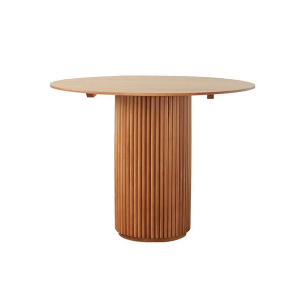 Cane Round Dining Table in Oak Finish – Modern Ash Wood Dining Table for Kitchen, Dining Room & Compact Spaces