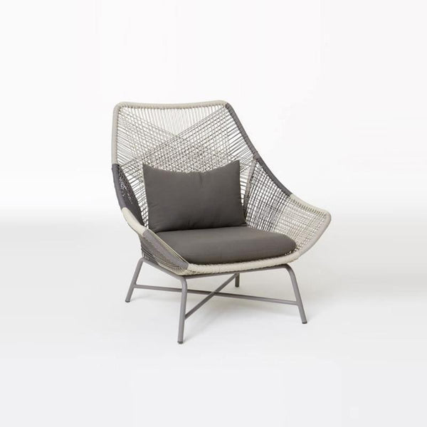 Carmean Rattan Outdoor Chair with Matching Footstool – Modern Garden Lounge Seating Set, Grey/Blue, Aluminium Frame Patio Furniture for Relaxed Outdoor Comfort - My Store
