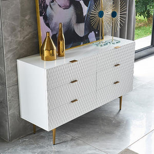 Modern Gold & White Sideboard Cabinet with Metal Legs – Contemporary Storage Unit for Living Room, Dining Room & Hallway - My Store