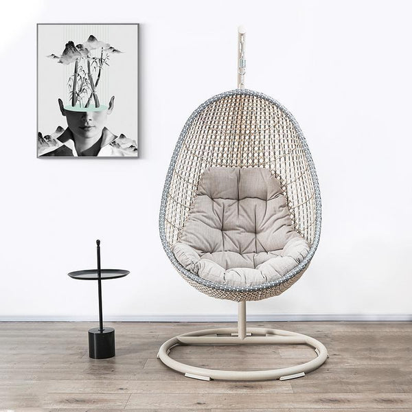 Sutton Garden Rattan Hanging Egg Chair with Stand – Indoor & Outdoor Swing Chair with Cushions, Modern Garden Furniture for Patio, Balcony & Conservatory - My Store