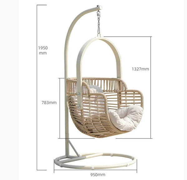Galilea Rattan Garden Hanging Egg Chair with Stand – Indoor & Outdoor Swing Chair with Metal Frame, Woven Rope Design, Comfortable Garden Lounger for Patio, Balcony & Conservatory Seating - My Store