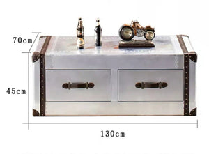 BX36 Aviator Coffee Table – Industrial Silver Metal & Painted Steel Contemporary Living Room Centre Table