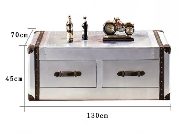 BX36 Aviator Coffee Table – Industrial Silver Metal & Painted Steel Contemporary Living Room Centre Table