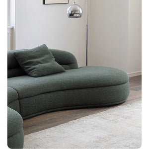 Yannik Four Seater Curved Sofa – Snowflake Velvet Upholstery, Modern Contemporary Lounge Sofa with High-Resilience Sponge Cushioning, Elegant Green Living Room Sofa