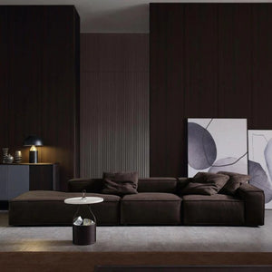 Hee Nordic Suede Sofa – Modern Two & Three Seater & Corner Sofa Set, Contemporary Living Room Couch with High-Density Sponge Cushioning, Brown Finish, Minimalist Design - My Store