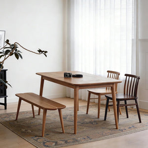 Giano Solid Wood Dining Table in Oak Finish, Modern Rectangular Dining Table for Kitchen & Dining Room, Contemporary Wooden Table for 4 to 6 Seaters