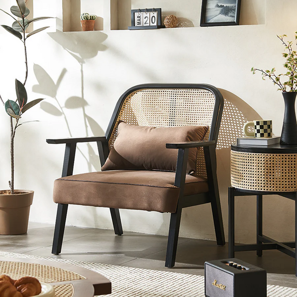 Morris Casual Rattan Two Seater Sofa – Contemporary Wooden Frame Lounge Sofa with Flannelette Cushion Upholstery, Modern Indoor Seating for Living Room, Balcony & Lounge Spaces - My Store